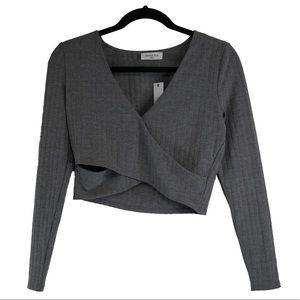 Sophie Rue Ribbed Surplice Neck Crop Top